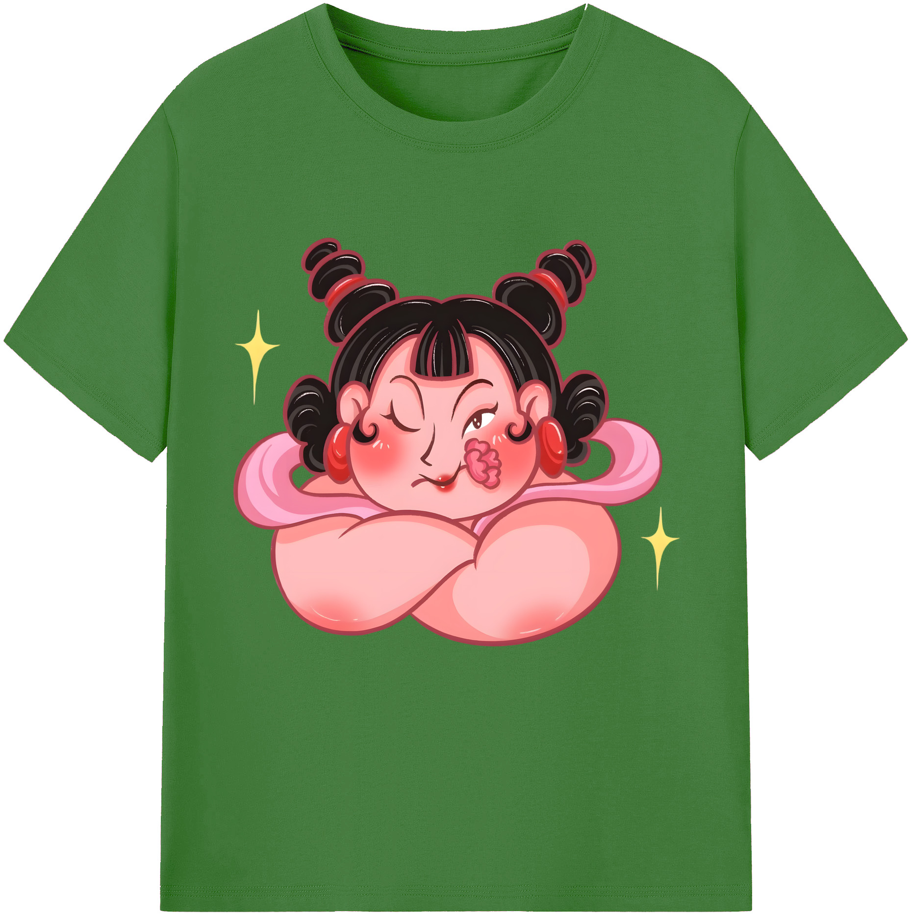 （画像用） Ne Zha 2 ナタ 魔童の大暴れ レディースカジュアルプリントTシャツ（綿100％）
